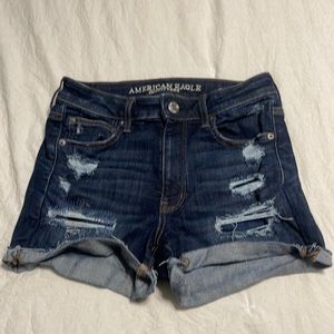 American eagle “high rise shortie” “next level stretch” denim shorts size 8.